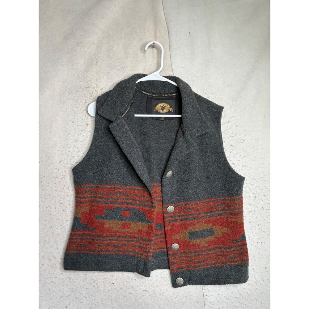 County Clothing Co Cheyenne Collection Gray Southwestern Vest SZ L Canada